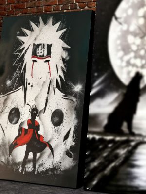 Naruto- Tela di Naruto con colore bianco nero e rosso, doppia immagine- Spray Paint Art- Wolf Art