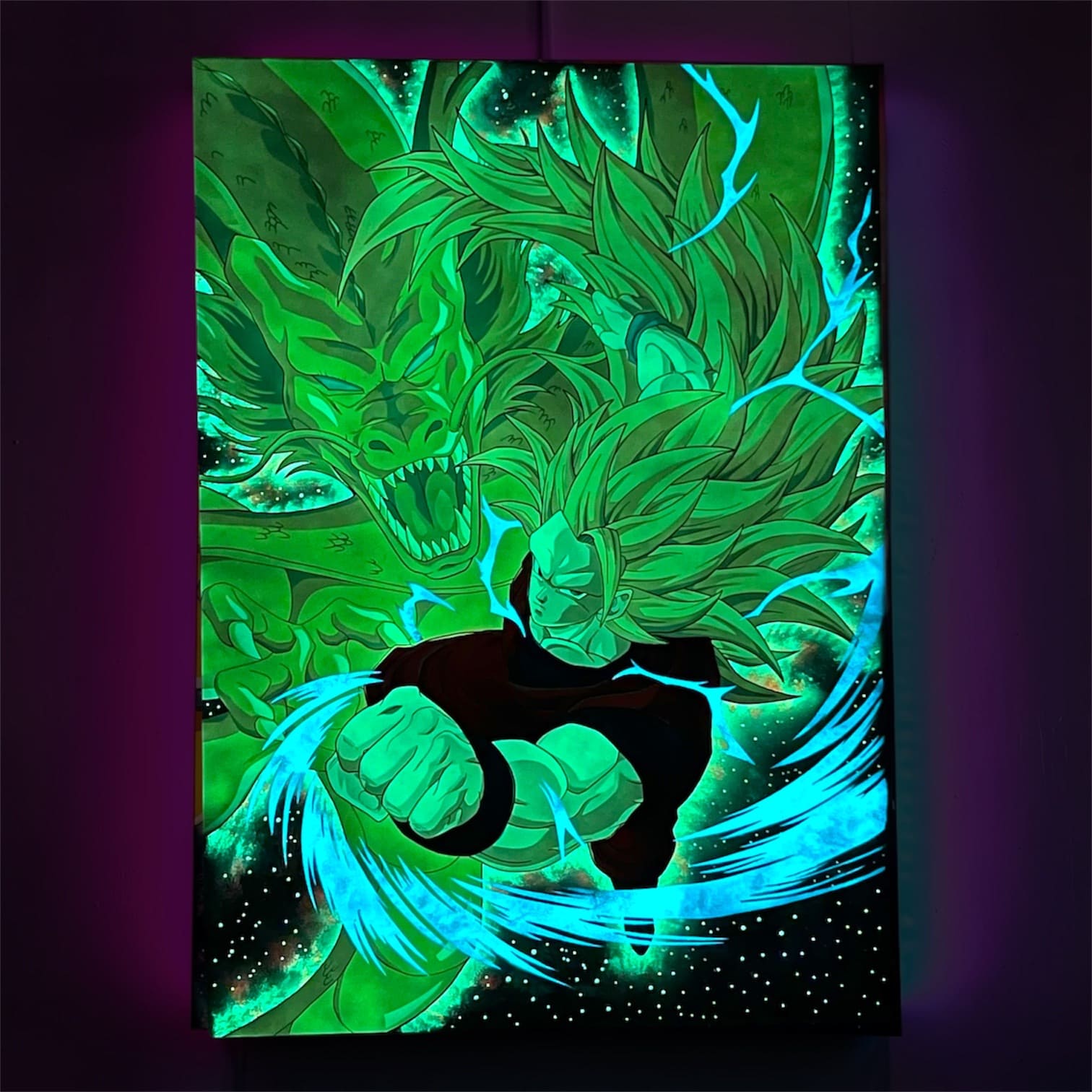 GIGA QUADRO Goku ssj3 Pugno Del Drago 100x140 - Wolf Art Private Collection - immagine 2
