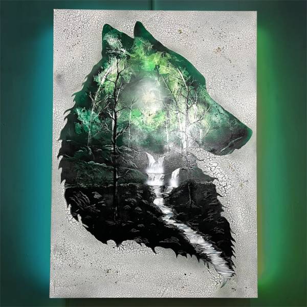 GIGA QUADRO Wolf Forest 100x140 - Wolf Art Private Collection