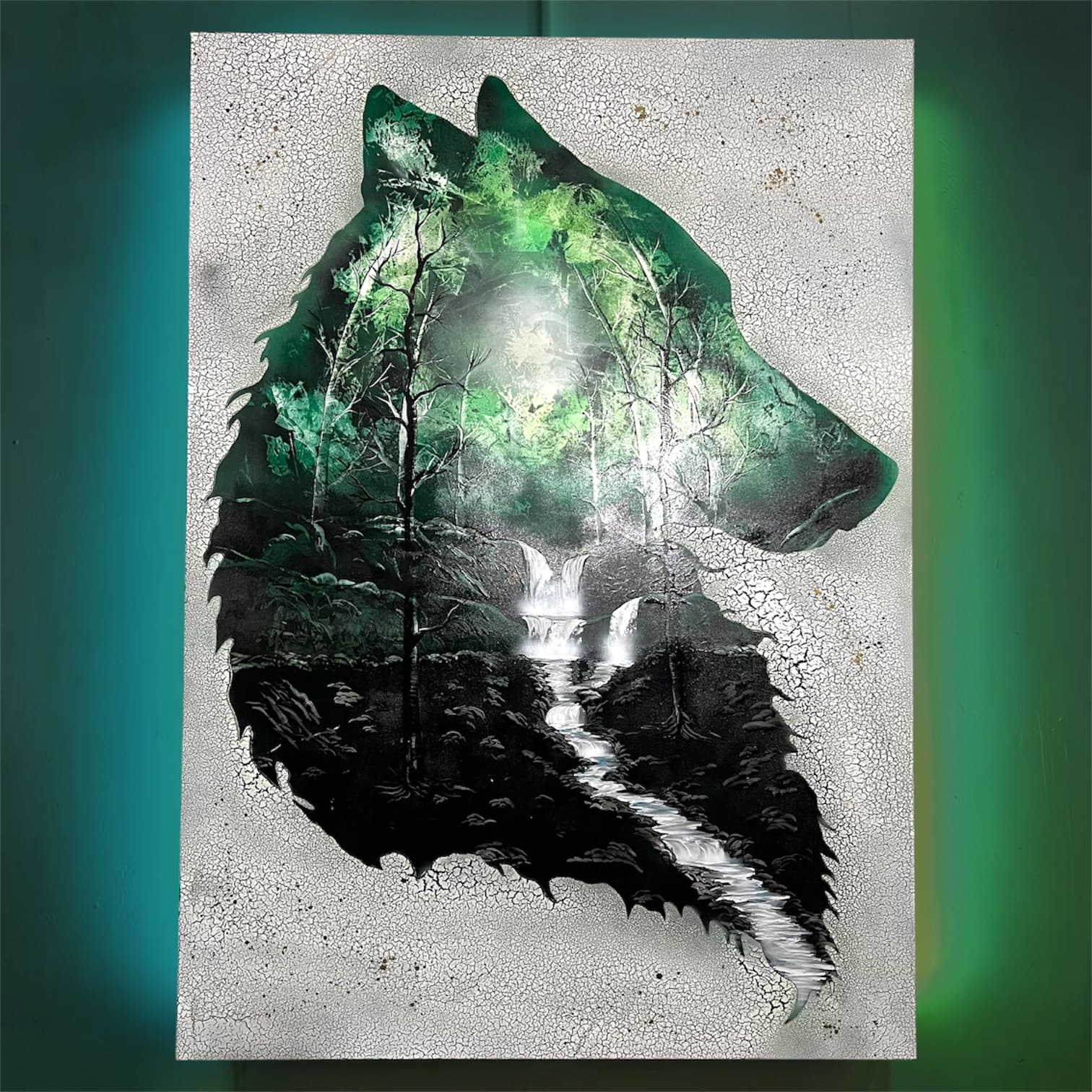 GIGA QUADRO Wolf Forest 100x140 - Wolf Art Private Collection